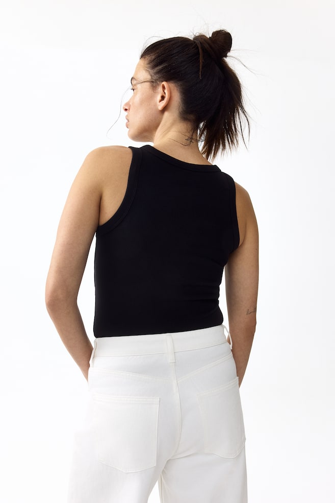 MAMA Ribbed nursing vest top-Black - 4