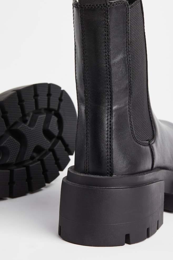 Leather Chelsea boots - Black/Dark beige - 4