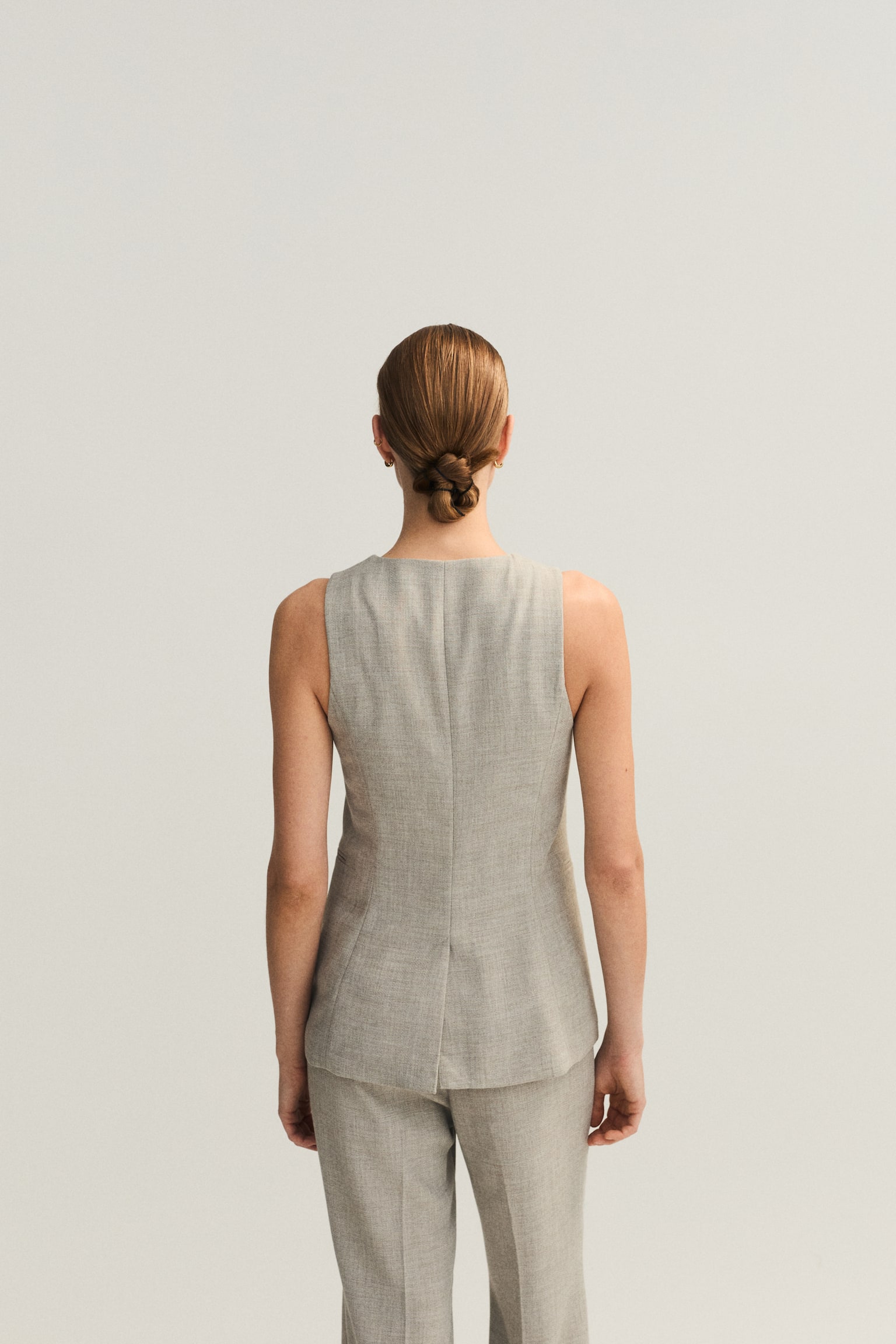 וסט ארוך - בז'/חום כהה - 5