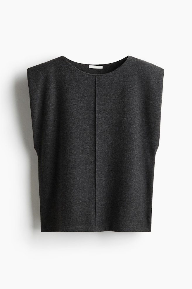 Knit Top - Dark gray melange/Light beige melange - 1