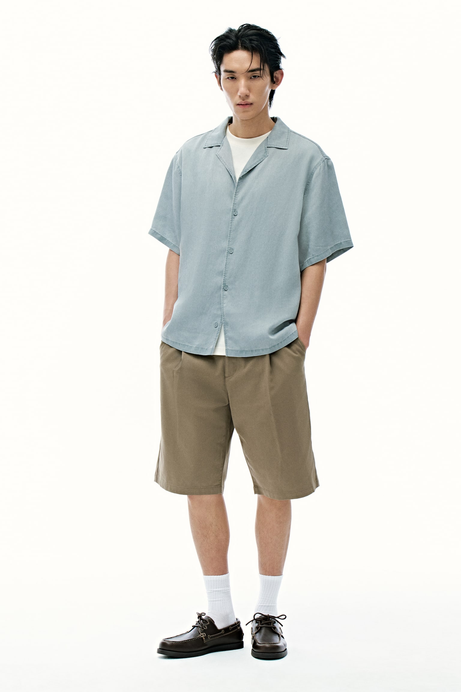 Loose Fit Resort shirt - Light dusty blue/Denim grey - 1
