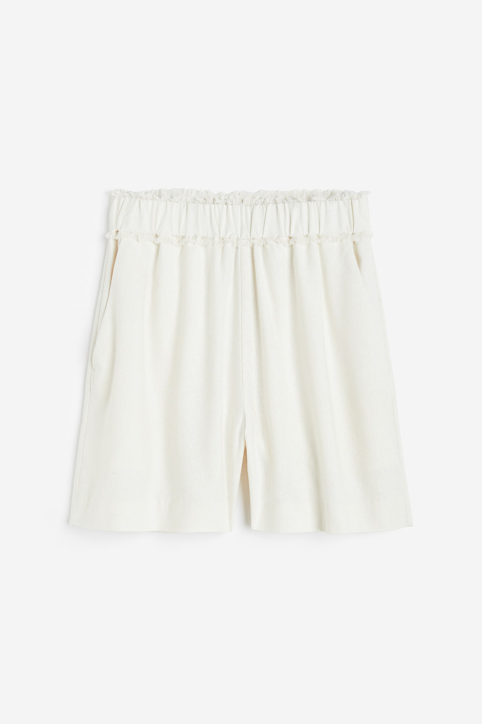 Fringe-trimmed silk shorts - White - 1