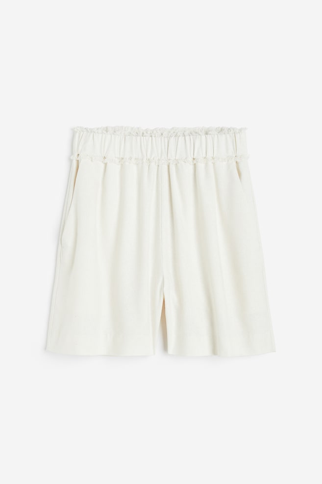 Fringe-trimmed silk shorts - White/Black - 2