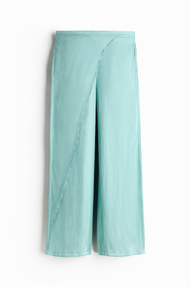 Satinhose mit Wickeldetail - Türkis/Schwarz/Cremefarben/Beige - 1