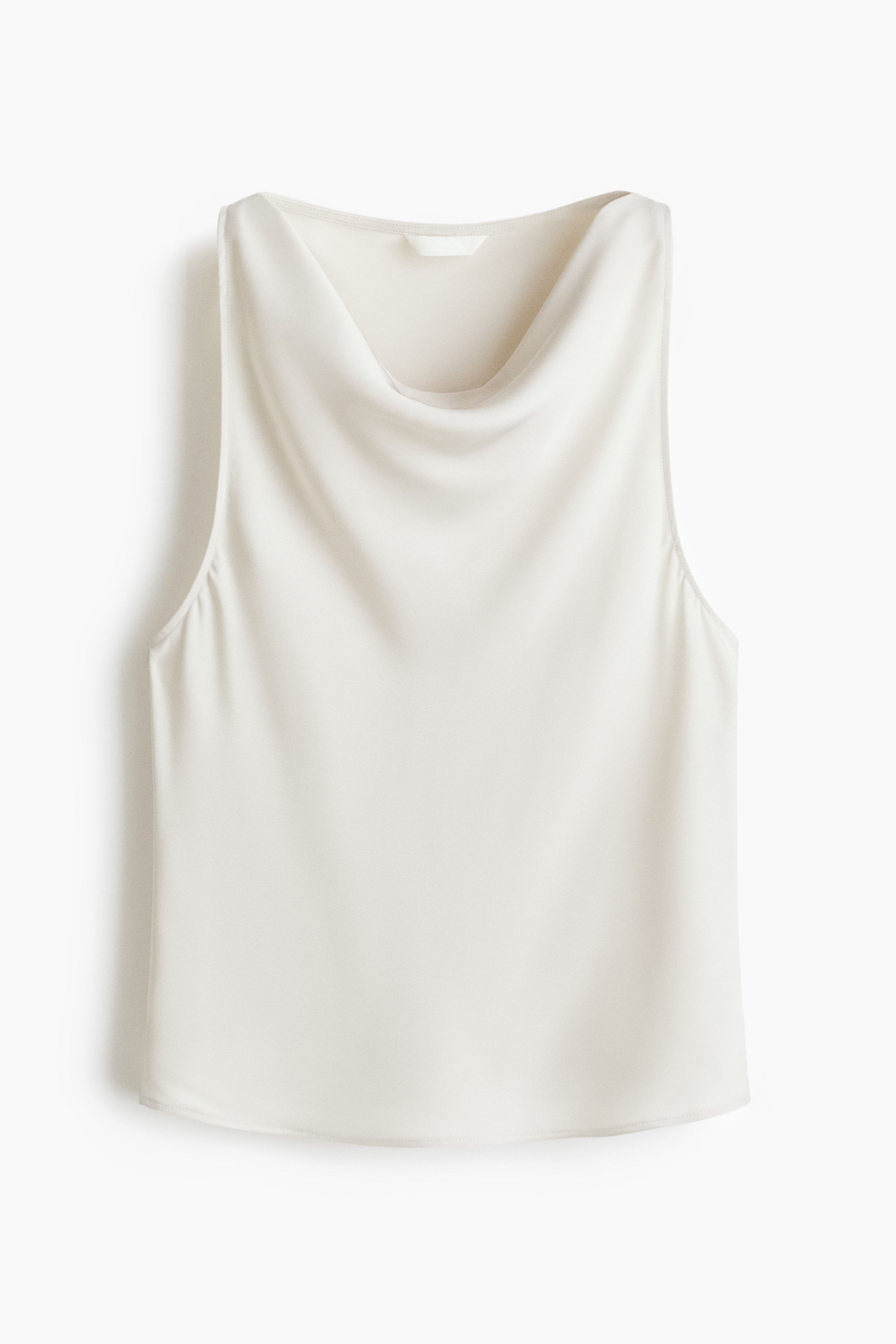 View larger image: Cowl-Neck Satin Top - Cream - Ladies | H&M US 4