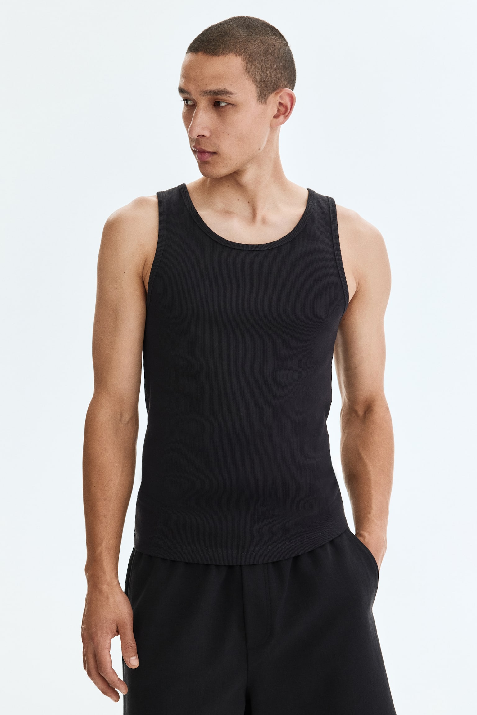 גופיית ריב Slim Fit - שחור/בז'/לבן - 1