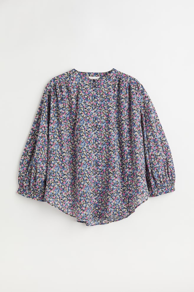 H&M+ Cotton blouse - Black/Small flowers - 1