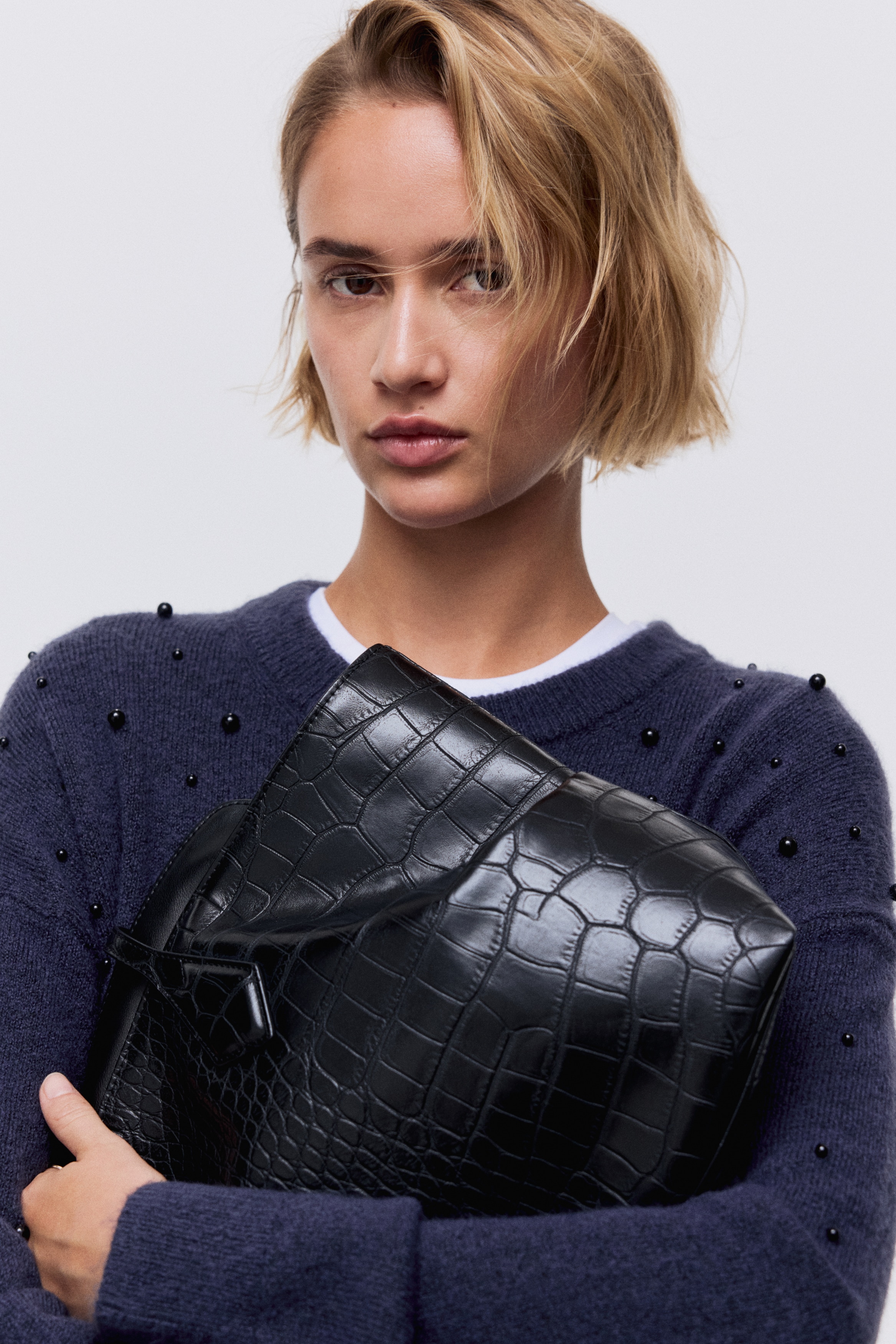 H & M - エンベリッシュドセーター - ブルー