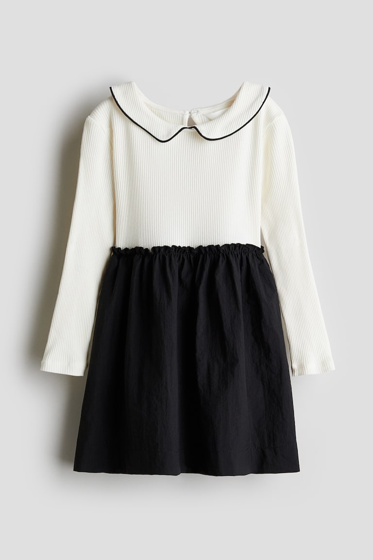 White/black Color-Block Dress for kids | H&M US White/black Color-Block Dress for kids | H&M US