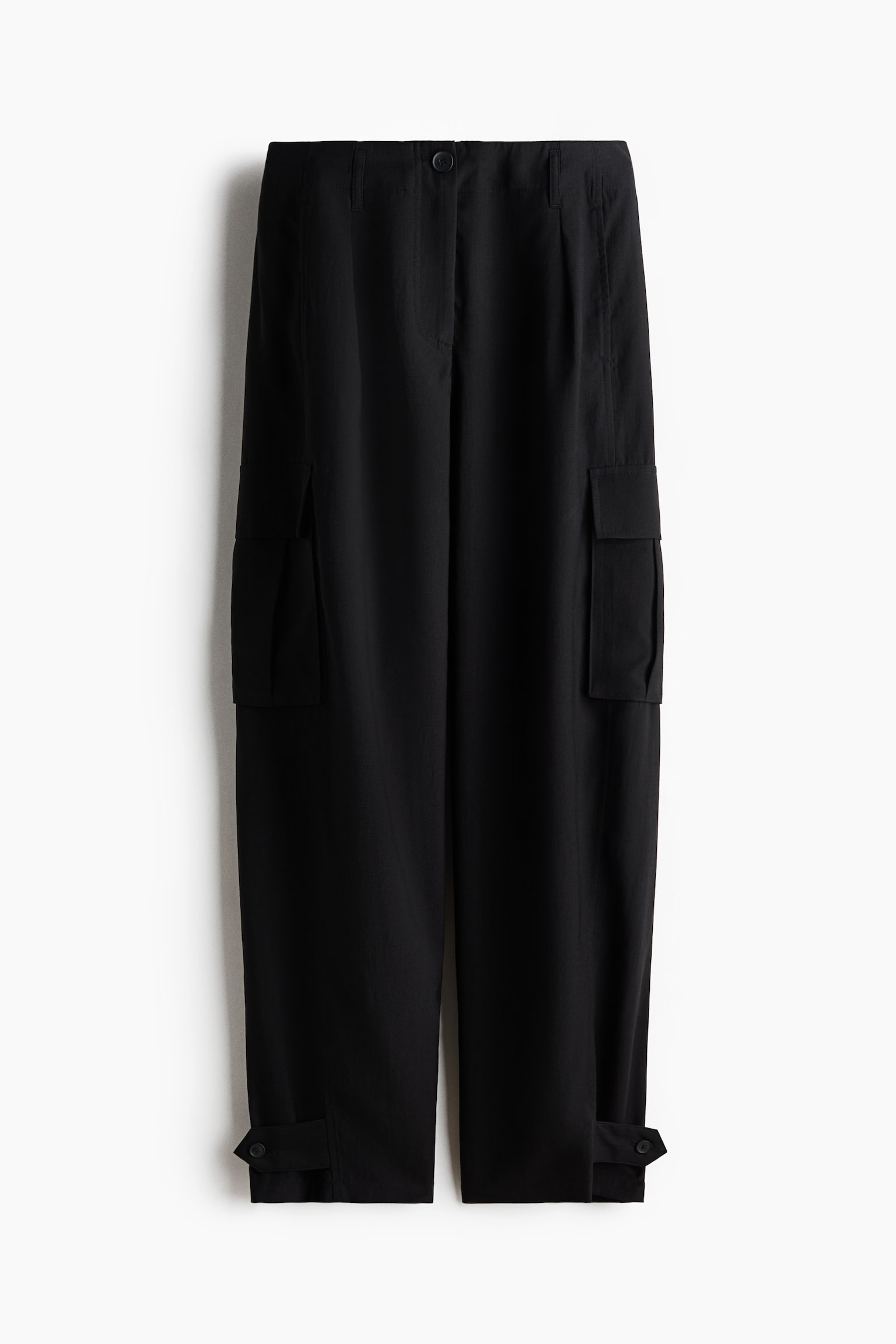 Женские брюки H&M Barrel-Leg Cargo, цвет: Чёрный — фото 1