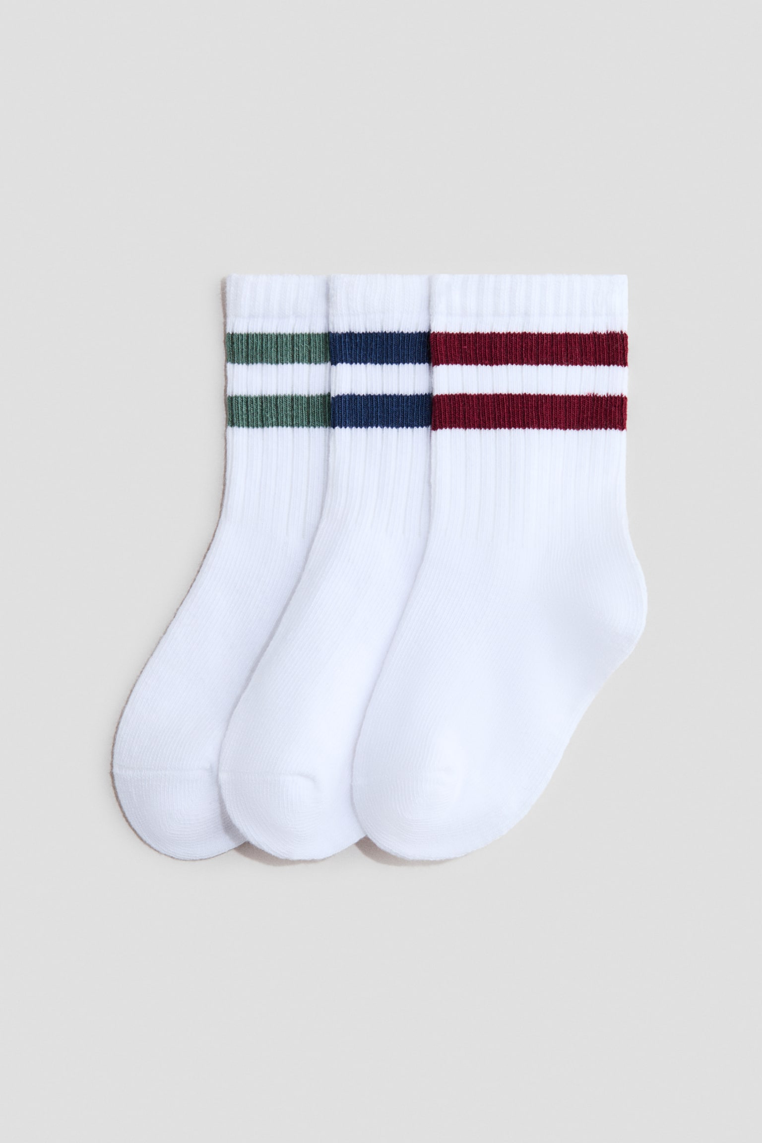 3-pak strømper - Hvid/Hvid/Mørkegrå/Beige/Bamse/Hvid/Stribet/Beige/Dyr/Hvid/Stribet/Grå/Hunde/Lysegrå/Bjørne/Hvid/Blåstribet/Rosa/Æbler/Lys rosa/Gul