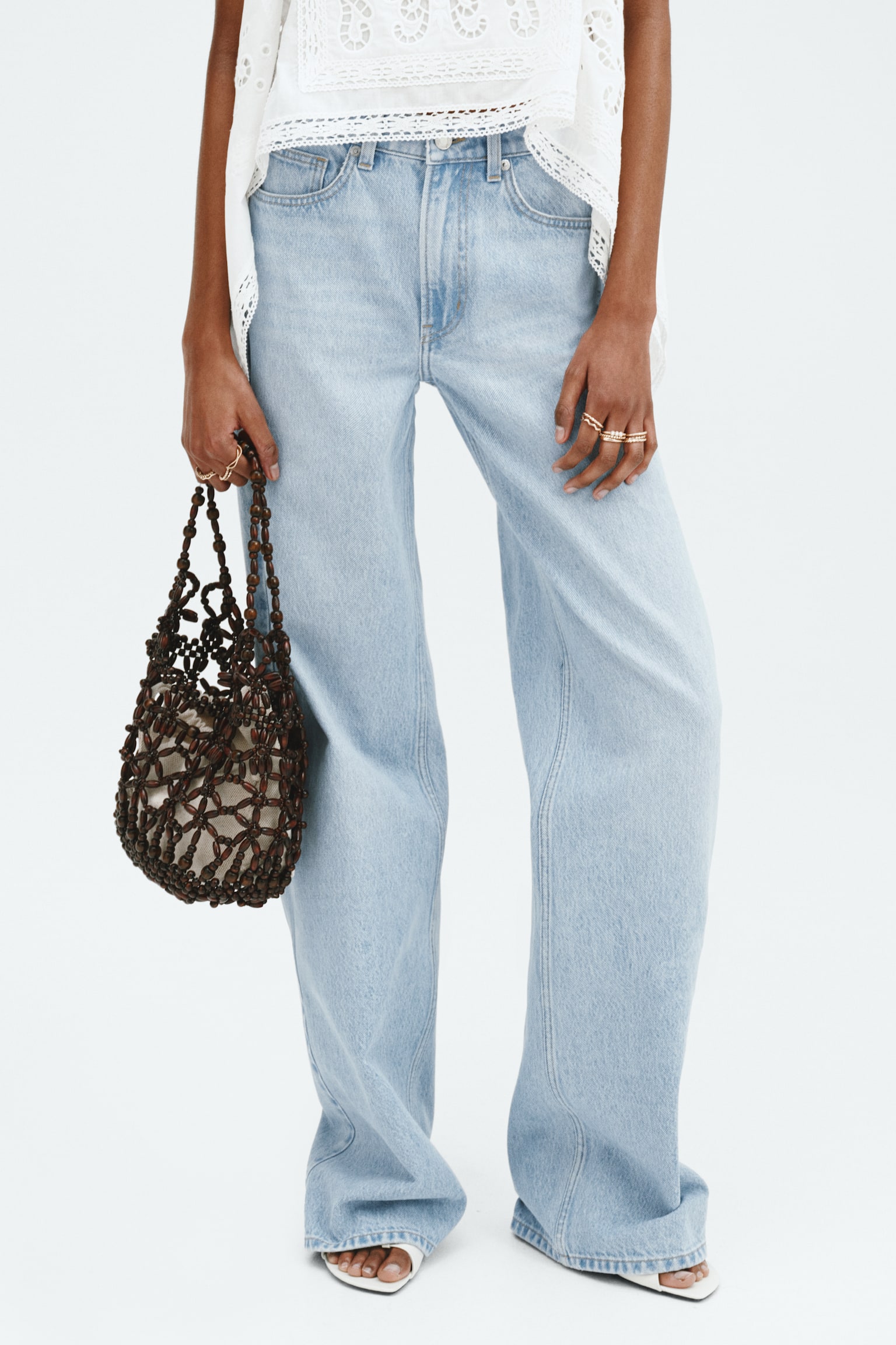 Wide High Waist Jeans - כחול ג'ינס בהיר/כחול ג'ינס/כחול ג'ינס בהיר/שחור משופשף/אפור כהה/כחול ג'ינס בהיר/שחור/כחול נייבי ג'ינס/כחול ג'ינס כהה/כחול ג'ינס/כחול ג'ינס/לבן - 7