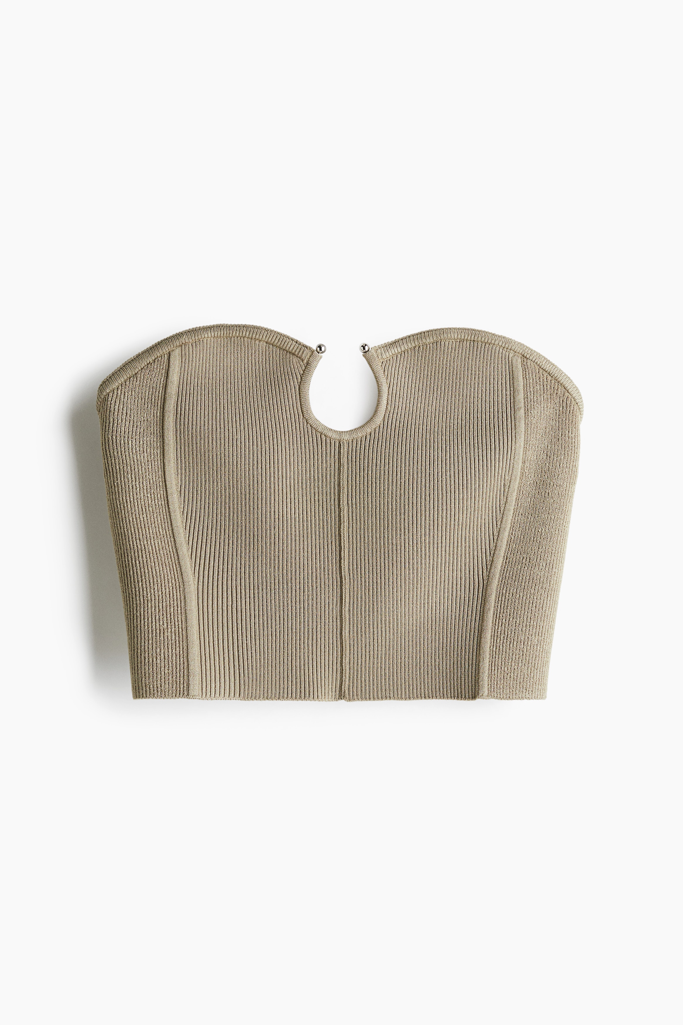 Μπουστάκι με πλέξη ριμπ - Ανοιχτό χακί/Μαύρο