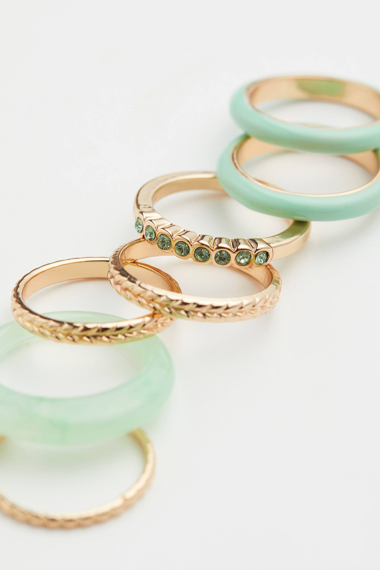 7-pack Rings - Light turquoise/Light pink/Gold colour/Turquoise - 2