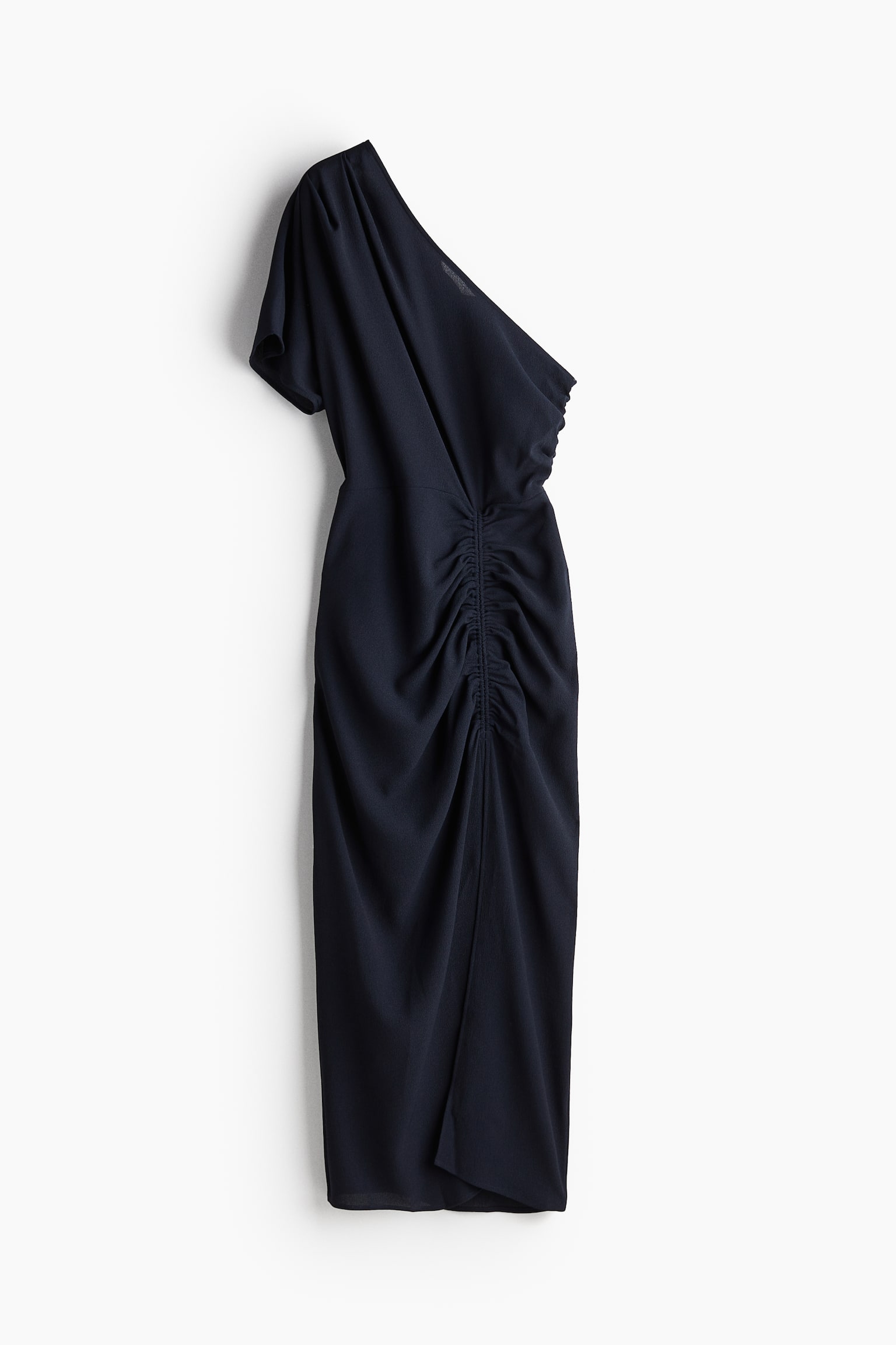 Draped One Shoulder Dress - Navy blue/Black/Dark green - 2