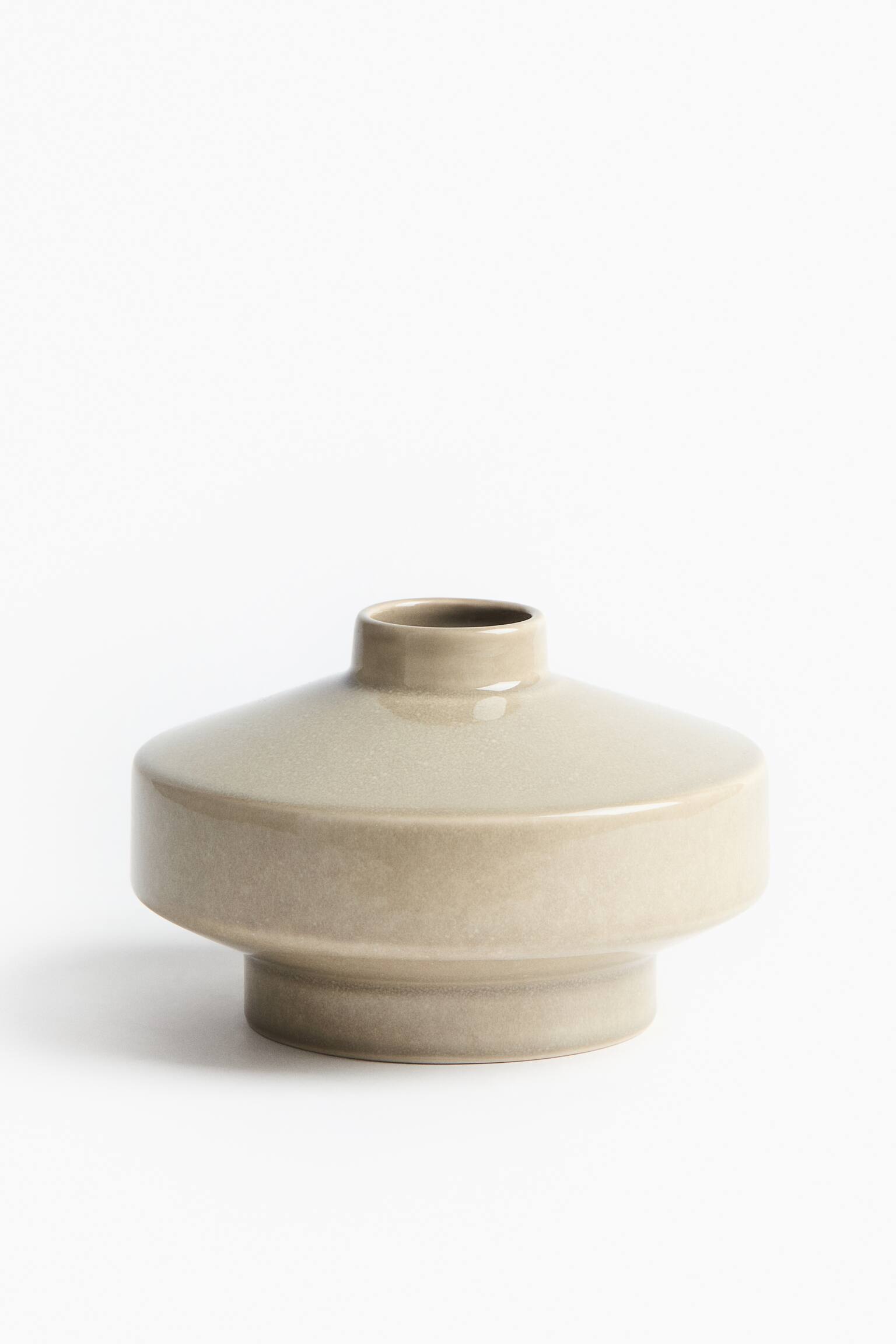 リアクティブグレイズストーンウェアフラワーベース S - カーキベージュ