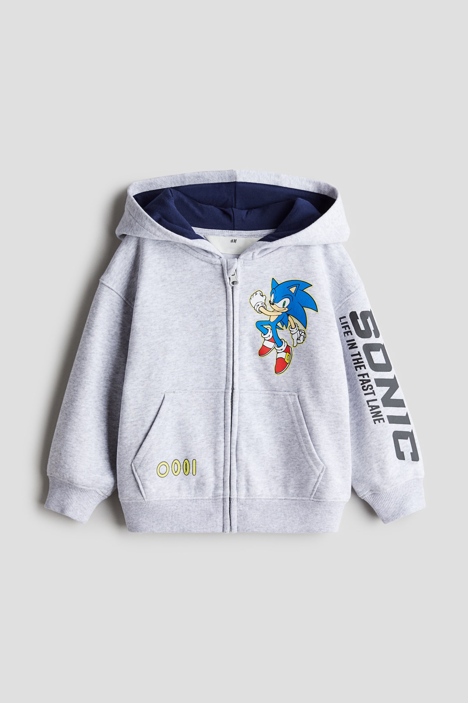 Printed zip-through hoodie - Grey marl/Sonic the Hedgehog - 1