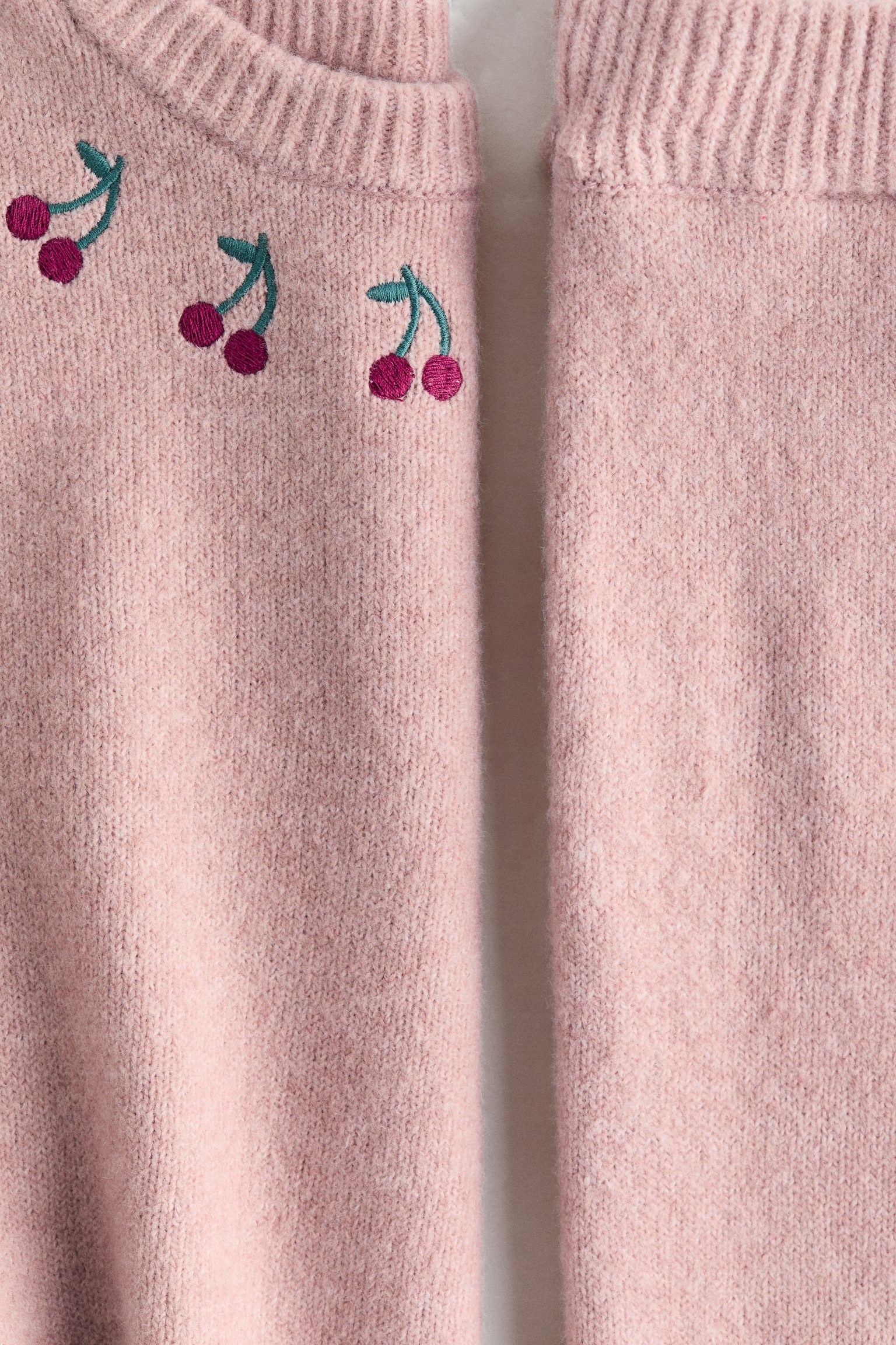 Детские комплекты H&M 2-Piece Embroidered-Detail Knit Set, цвет: Светлый пыльный розовый — фото 5