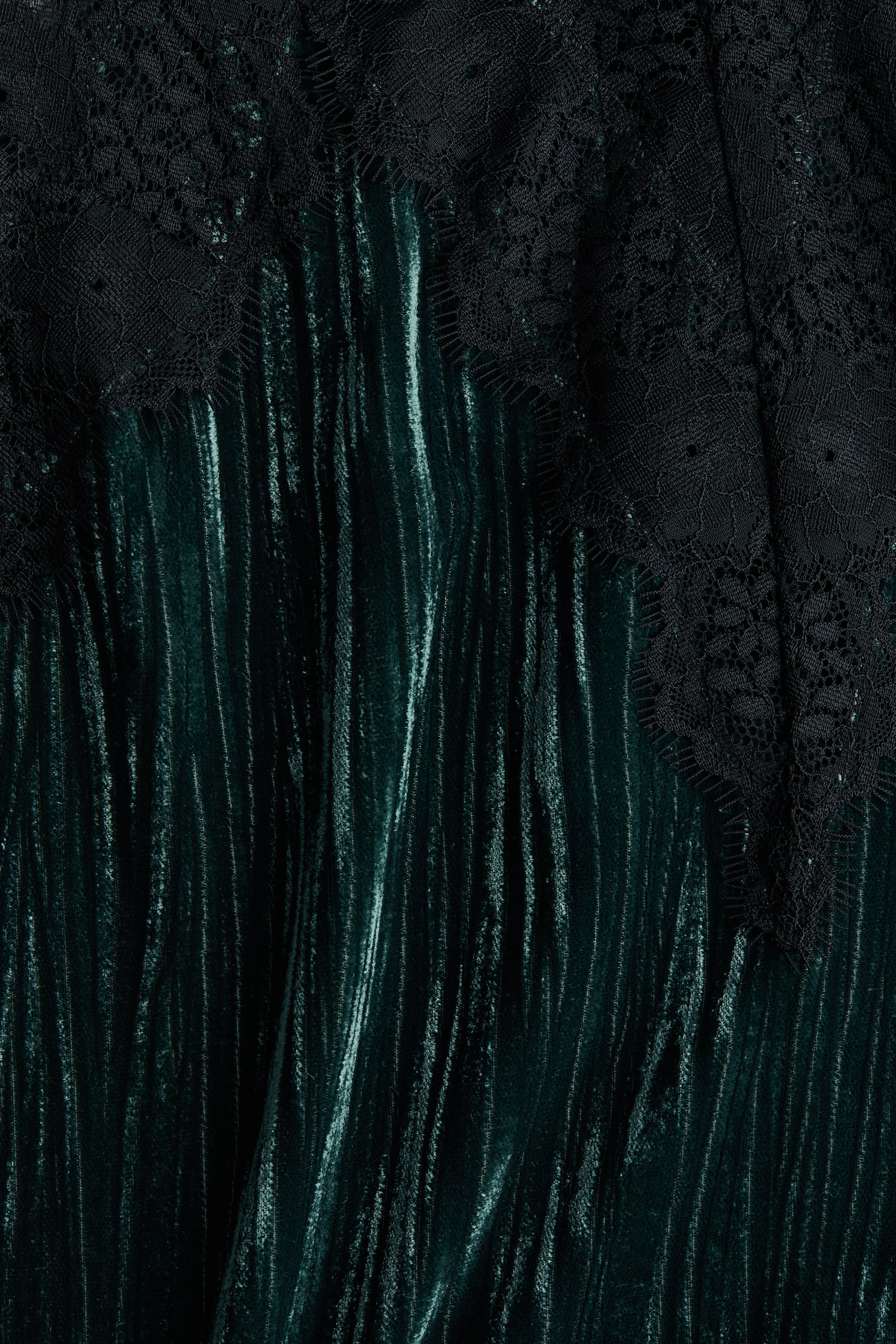 Vezi imaginea mai mare: Top din catifea cu bordură de dantelă - Verde-închis - FEMEI | H&M RO 2