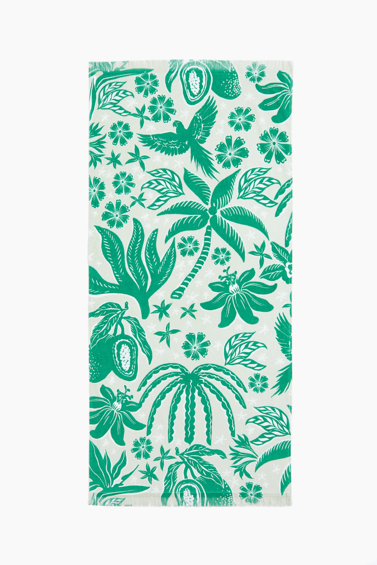 Patterned beach towel - Green/White/Orange/White/Blue/White - 1