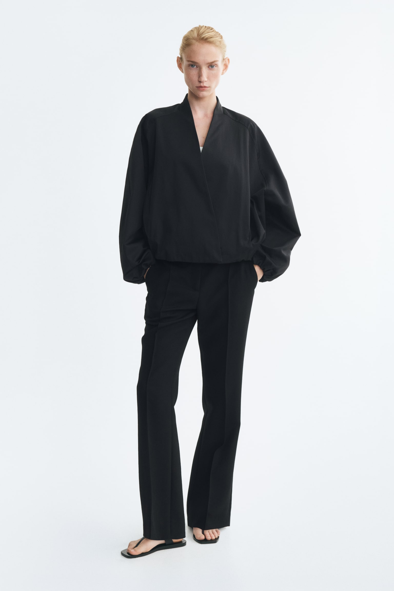 Женская куртка H&M Balloon-Sleeved Wrap, цвет: Чёрный — фото 3