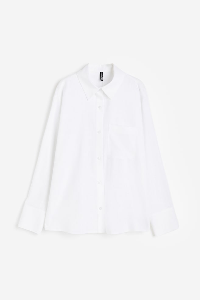 Linen-blend Shirt - White - 1