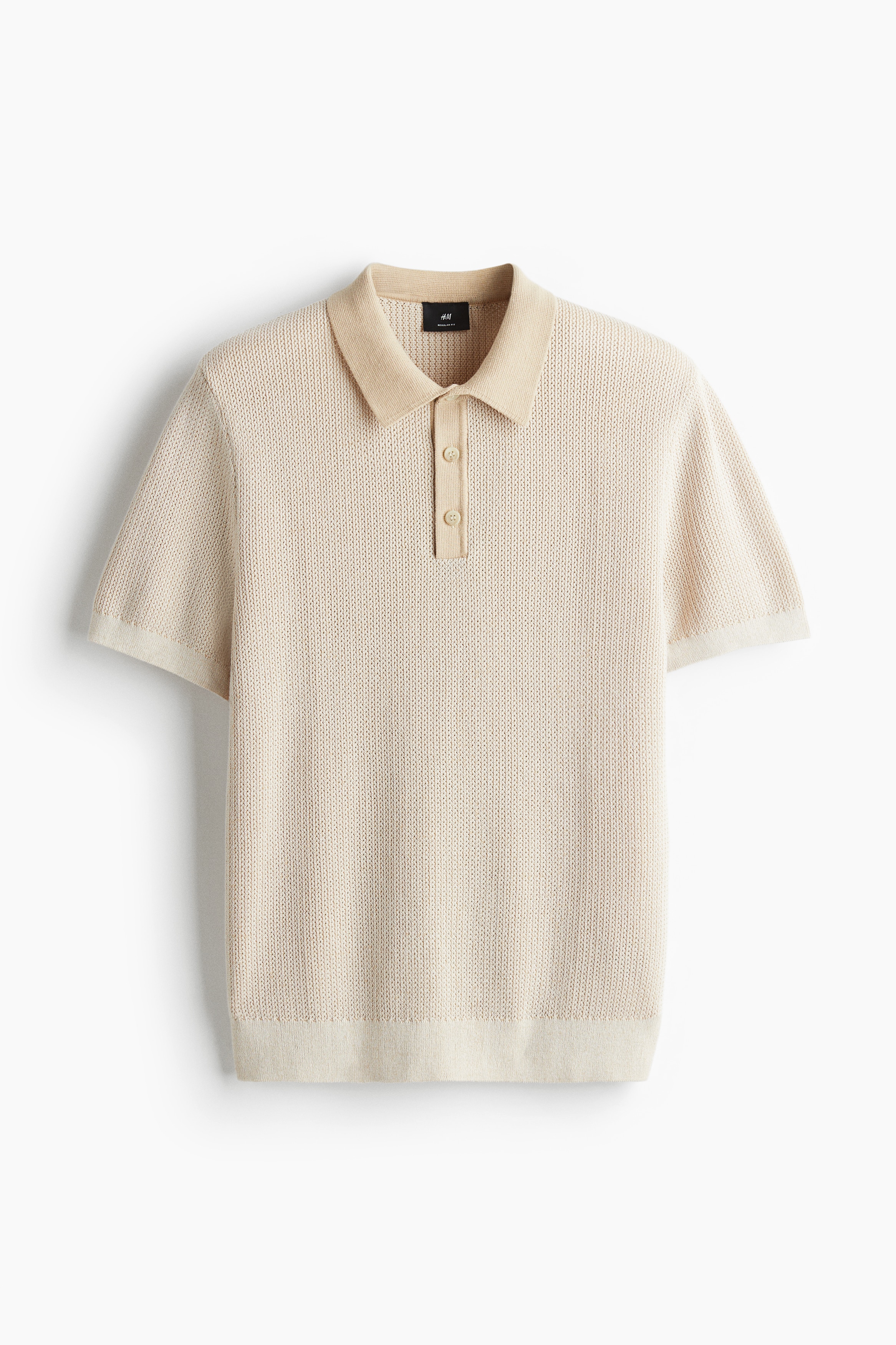 Regular-Fit Knit Polo Shirt - Light beige/Navy blue