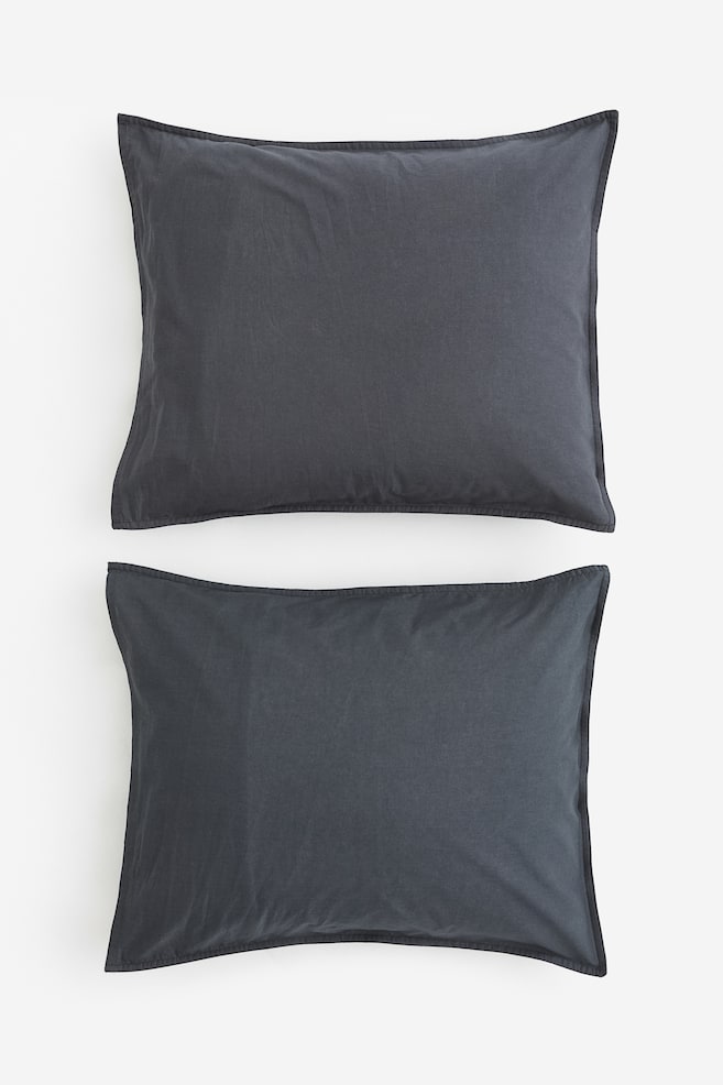 2-pack cotton pillowcases - Dark grey/White/Light mauve/Greige/dc/dc/dc/dc - 1