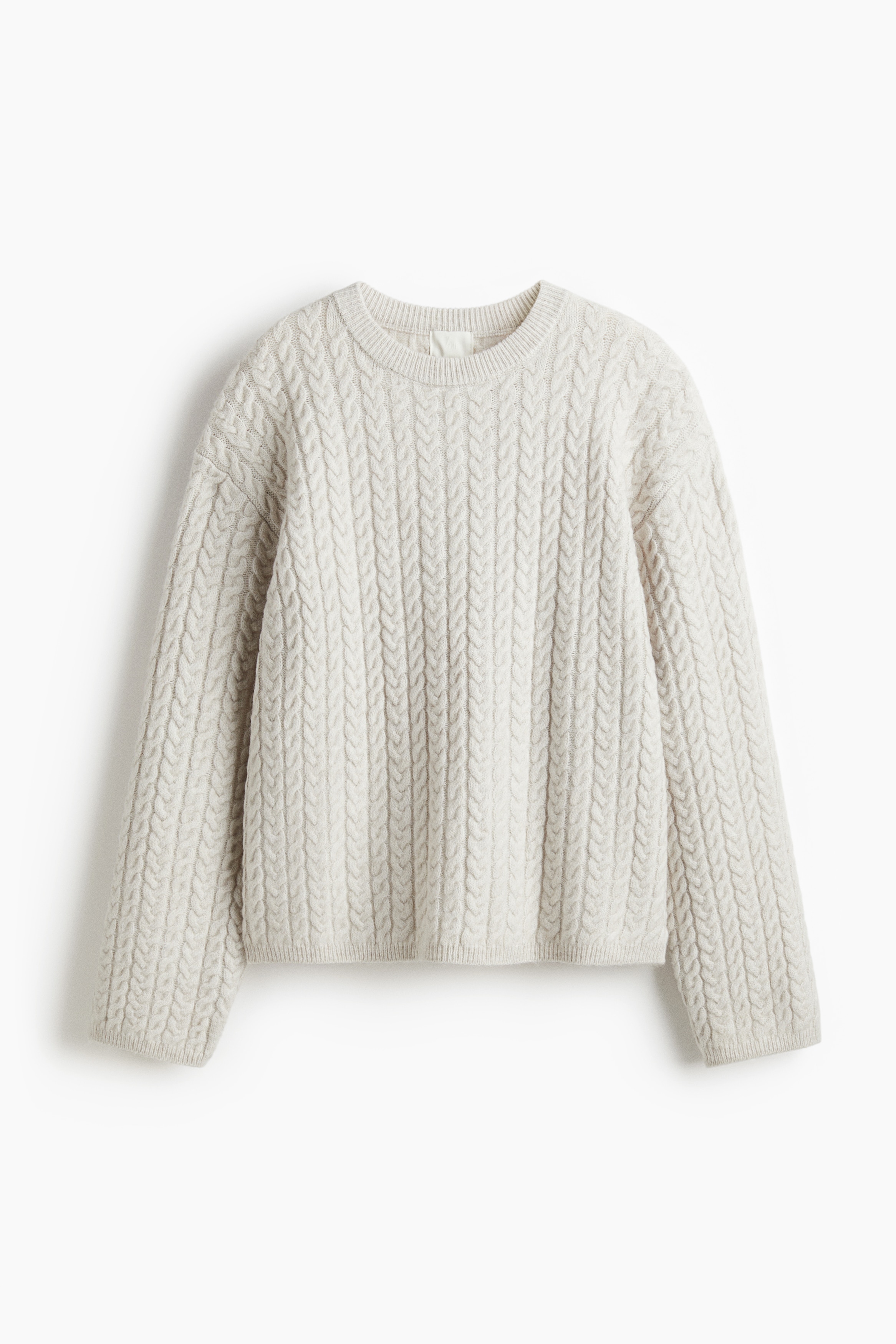 Pullover in maglia a trecce - Grigio chiaro