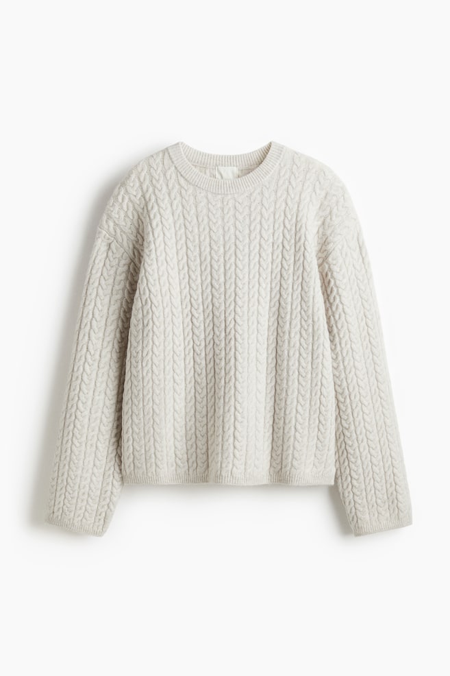 Cable-knit jumper - Light grey - 1