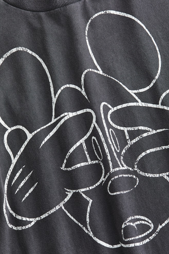Oversized T-shirt med trykt motiv - Mørk grå/Mikke Mus - 4