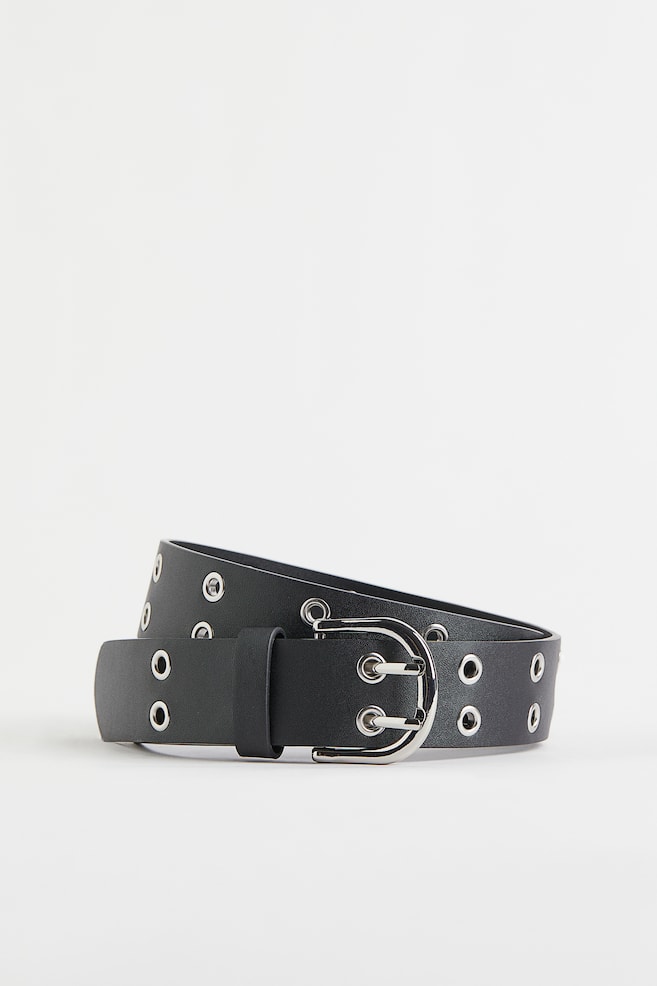 Eyelet-detail belt - Black - 1