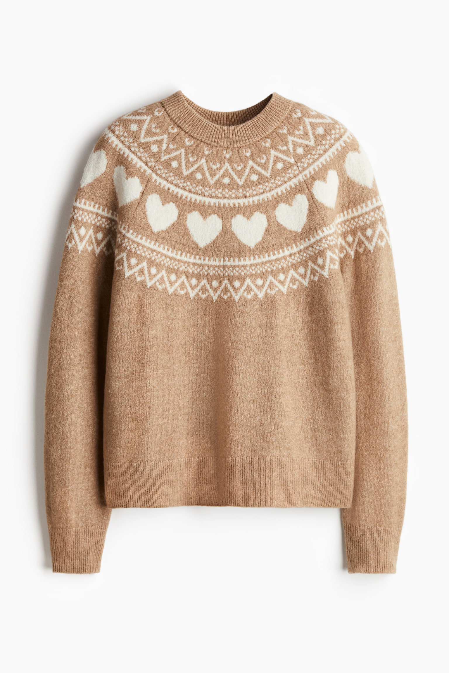 Jacquard-knit jumper - Dark beige/Hearts/Grey marl/Bows/Dark red/Skiers/Cream/Les Alpes - 2