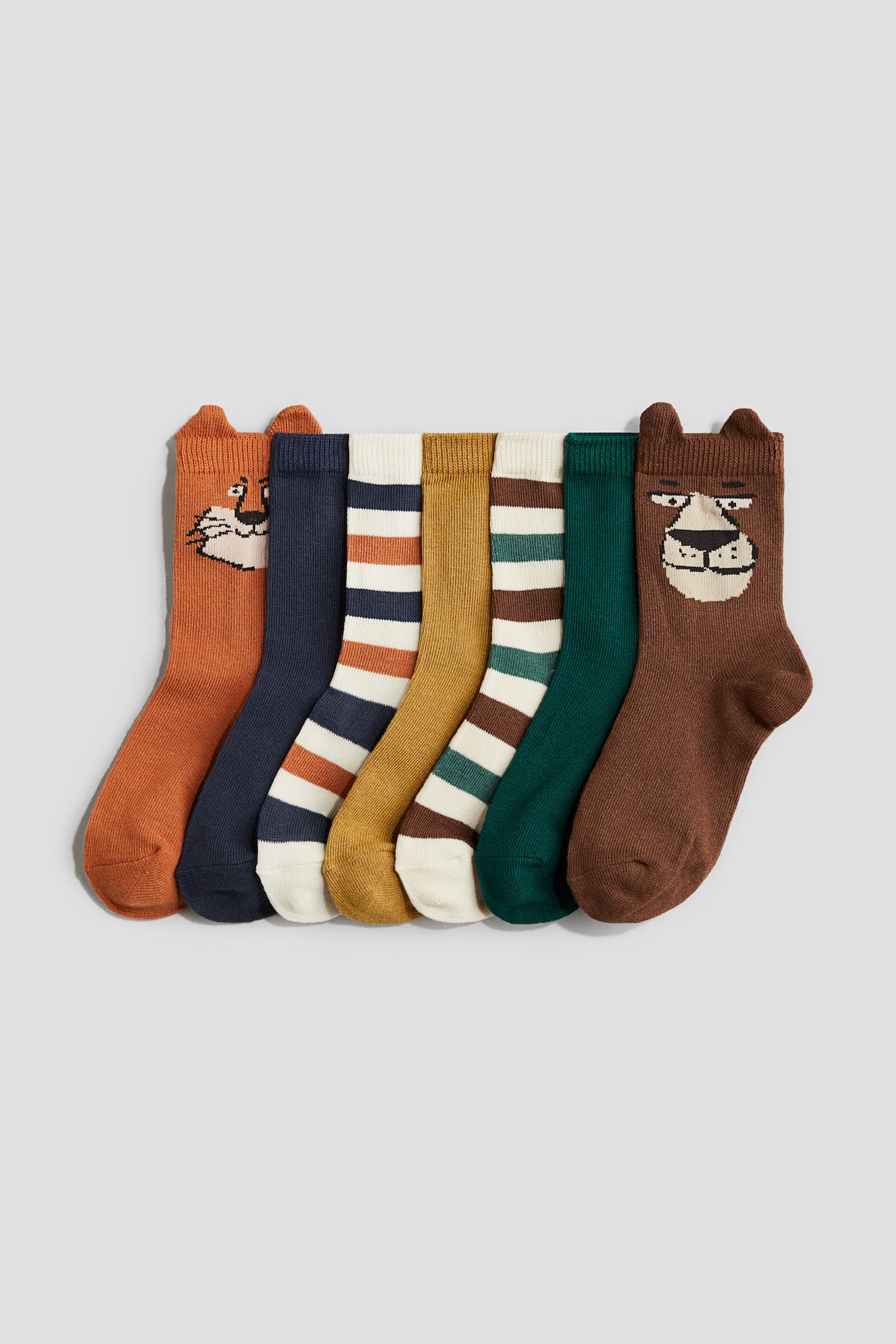 7-pack socks - Brown/Bear/Dark blue/Dinosaurs/Light grey marl/Stars/Dark green/Cars - 1