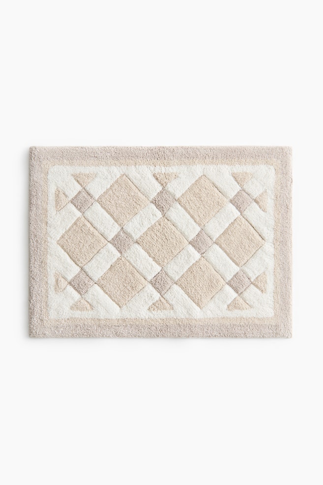 Tufted cotton bath mat - Beige/White/Dusty pink/Brown - 1