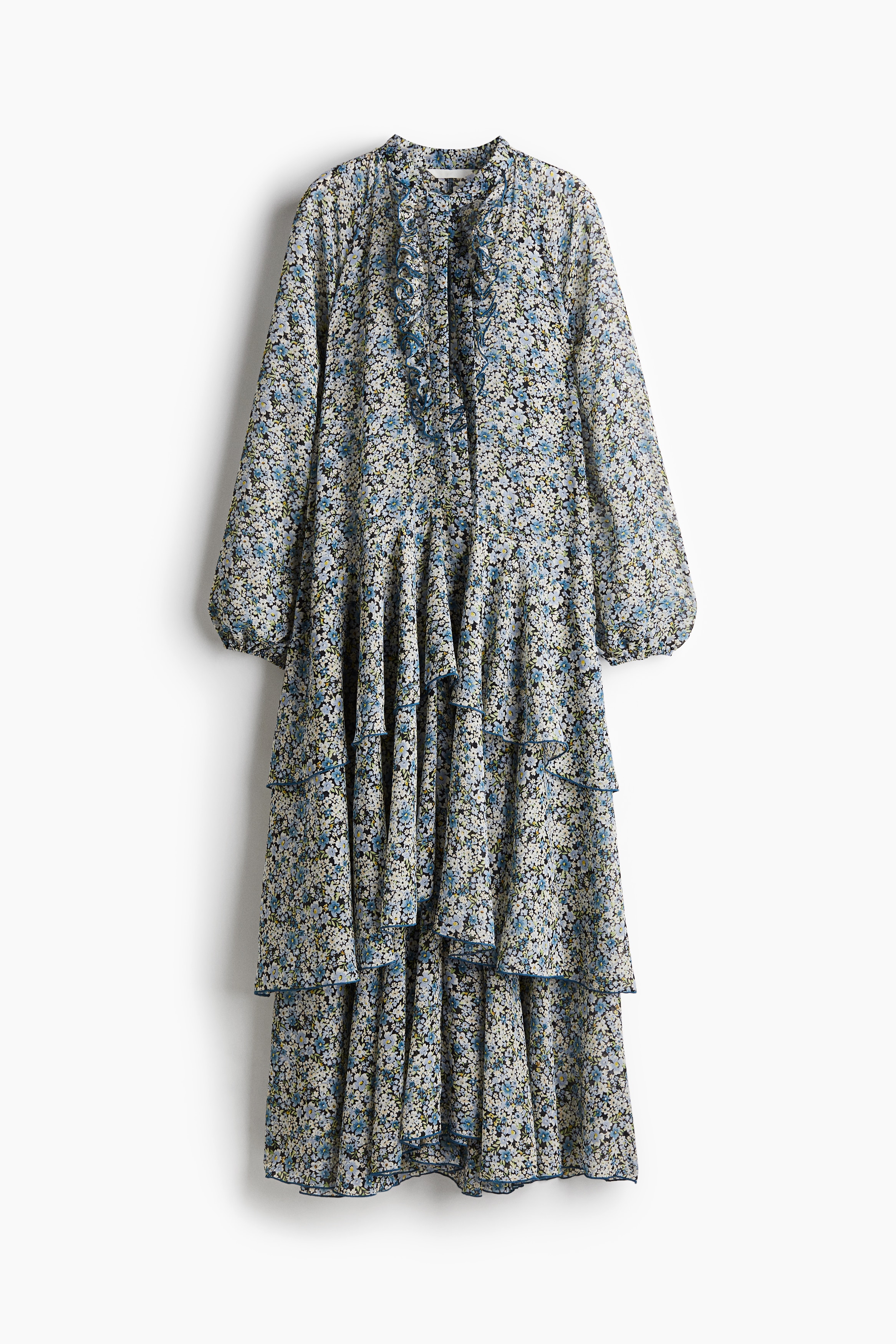 Flounced Maxi Dress - Blue/floral Flounced Maxi Dress - Blue/floral