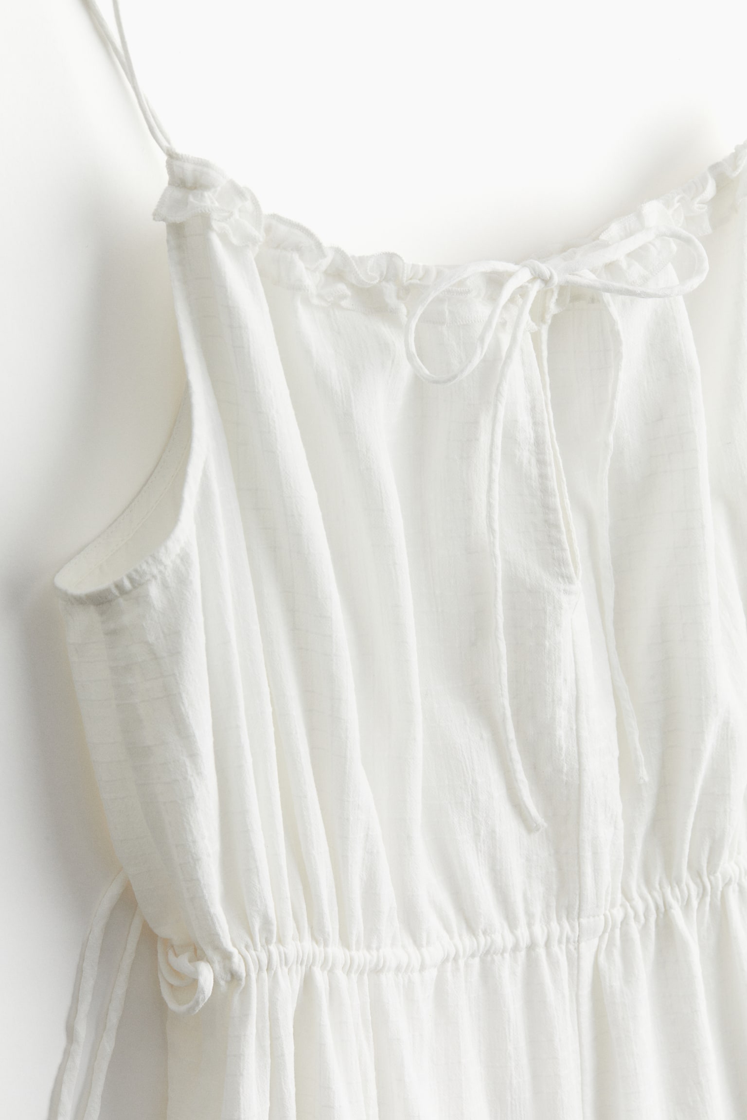 Drawstring-detail dress - White/Light yellow/Patterned - 2