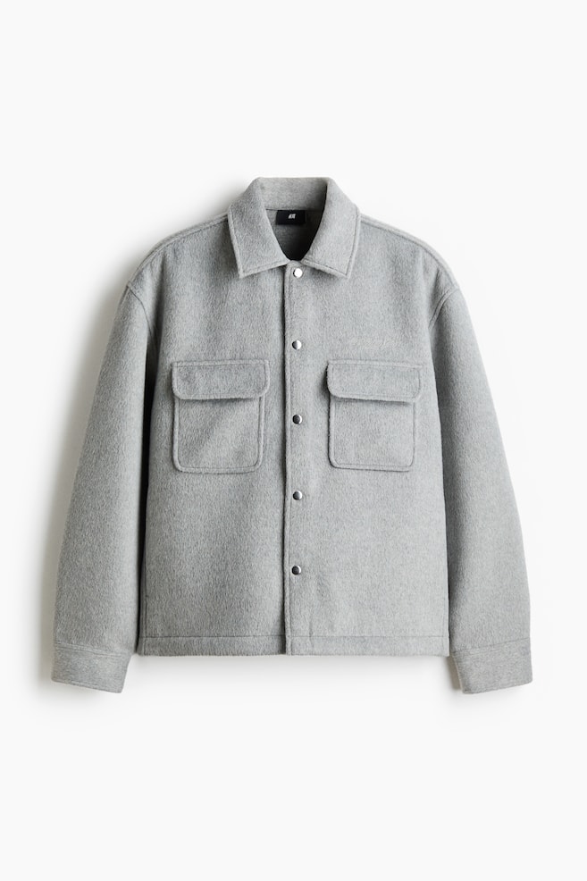Wool Blend Overshirt - Light grey/Black - 1