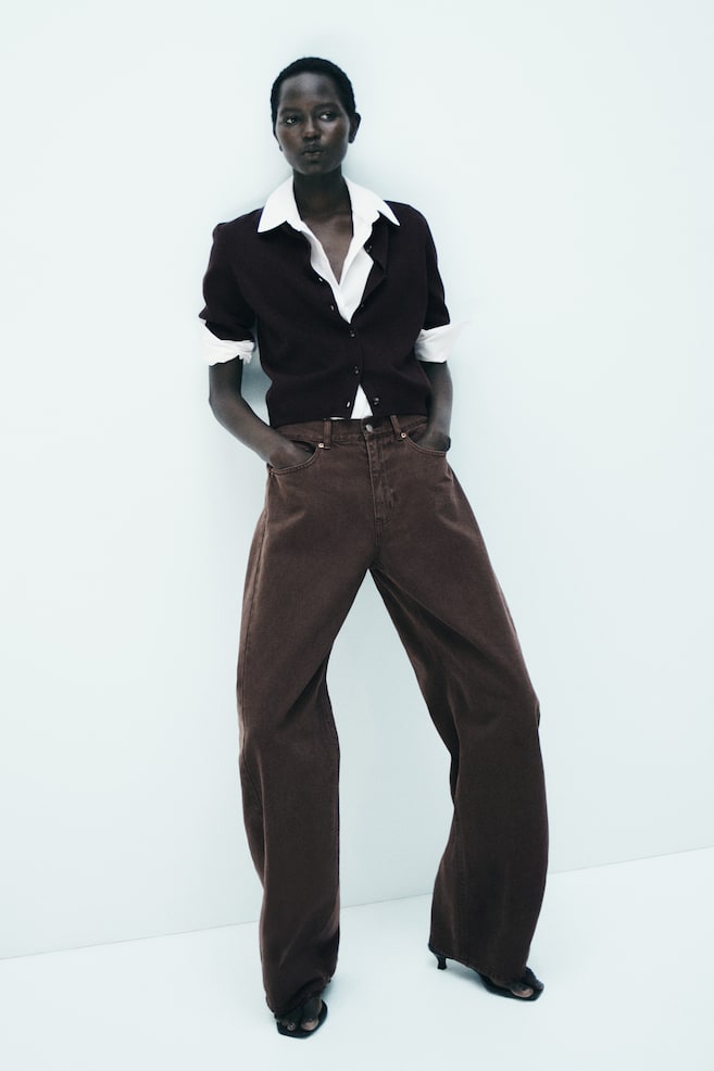 Barrel Regular Waist Jeans - Brown/Light denim blue/Dark denim blue - 2