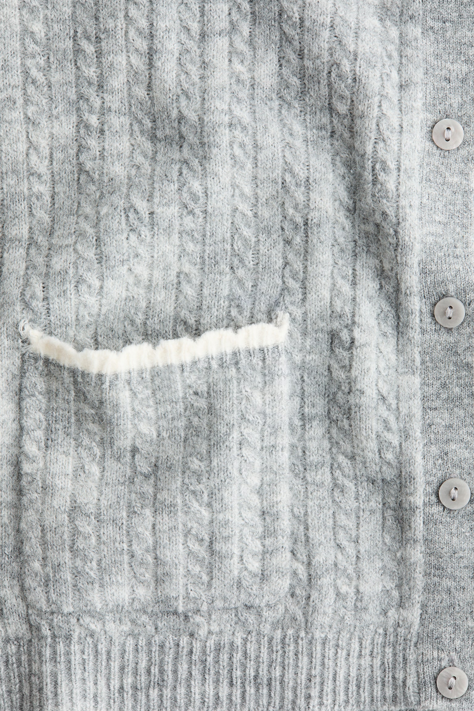 Cable-knit cardigan - Grey marl/Dark green - 3