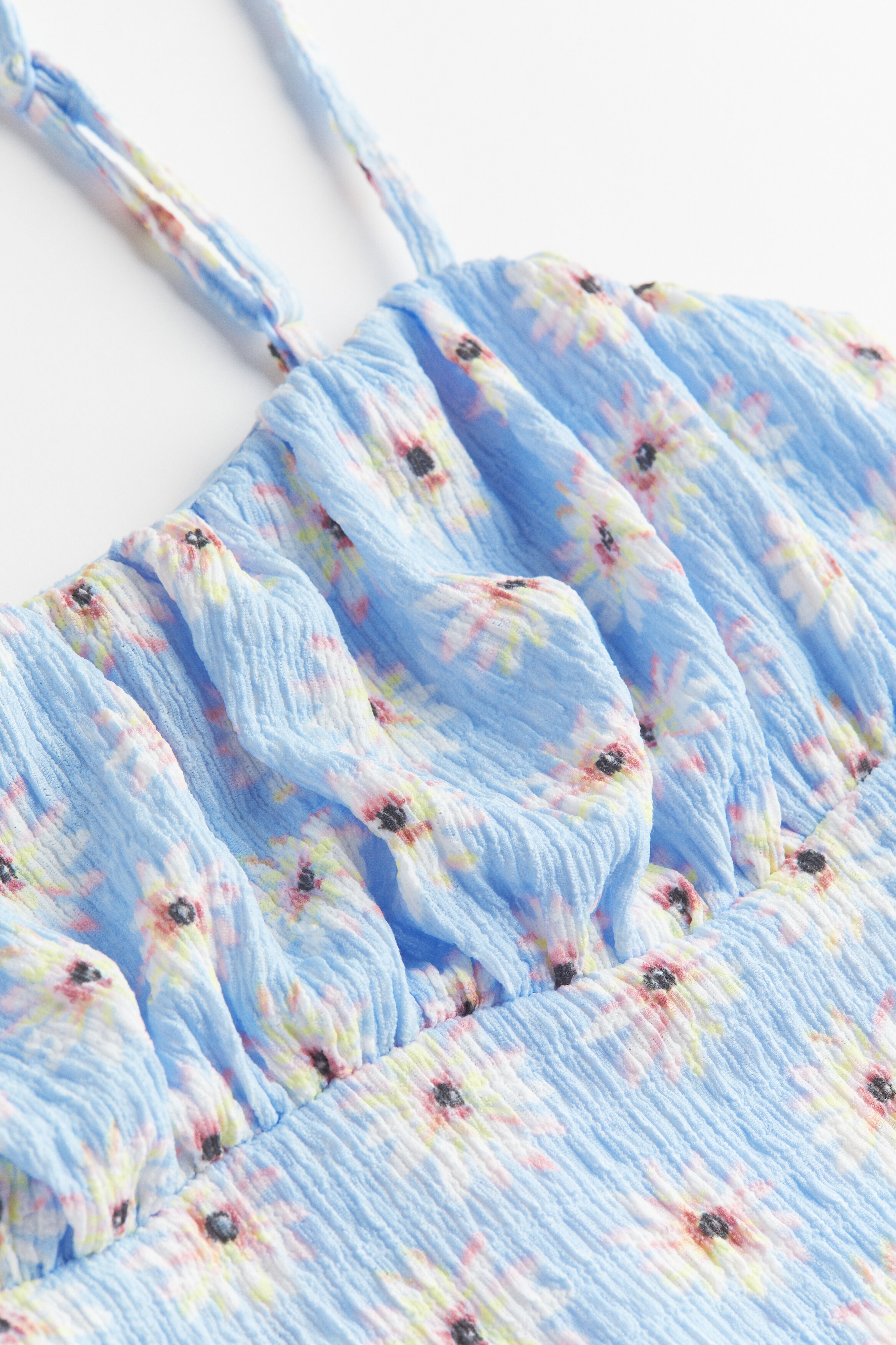 Women's Light blue/daisies Crinkled Jersey Dress | H&M US