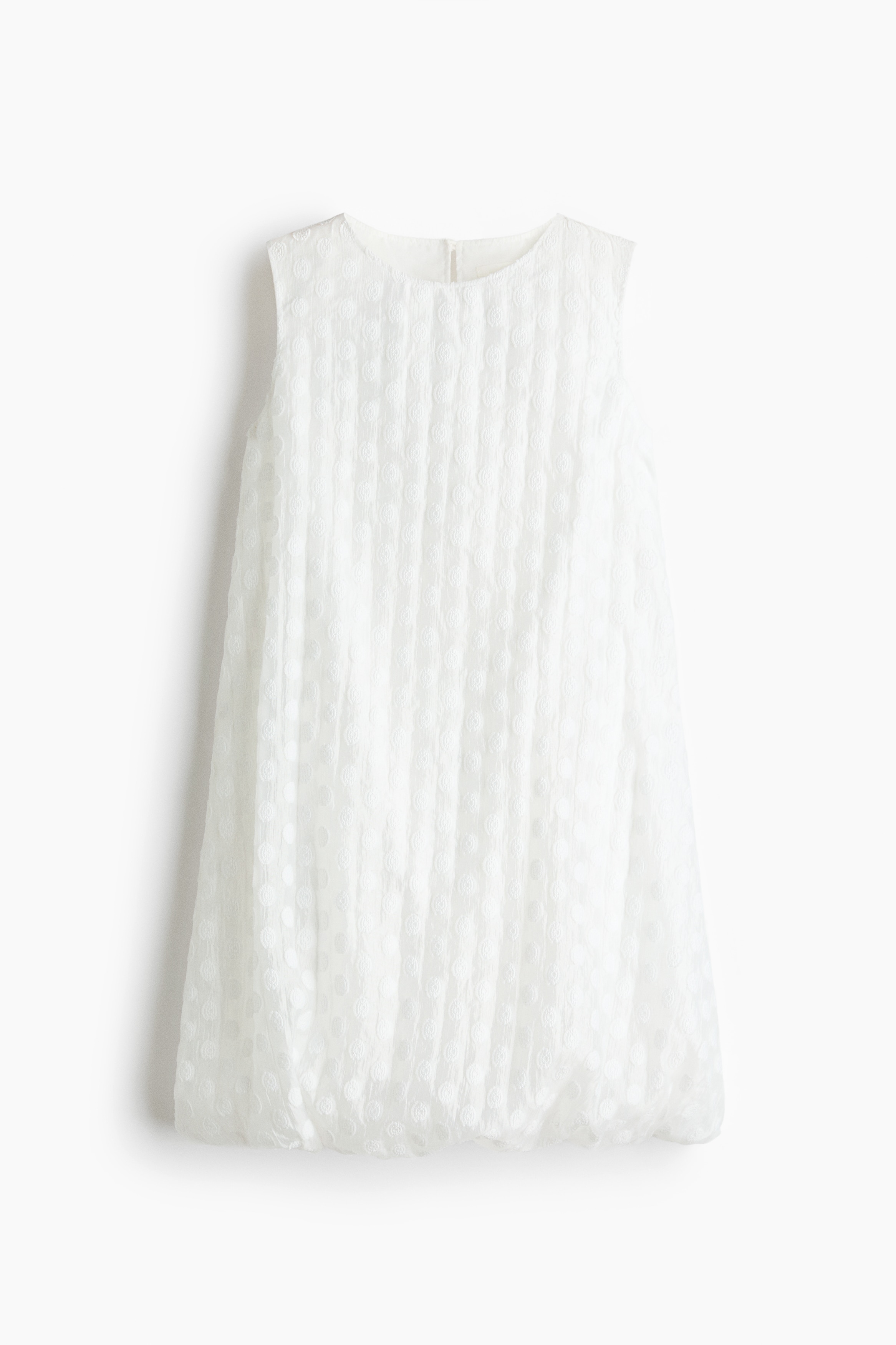 Jacquard-weave bubble-hem dress - White