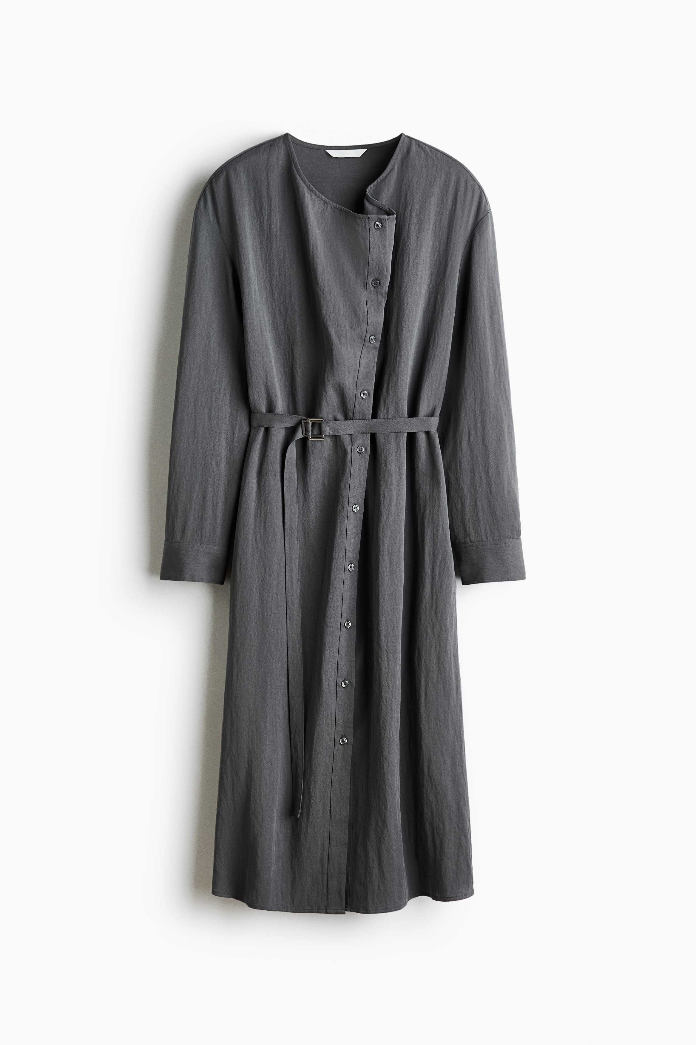 Belted cowl-neck dress - Dark grey