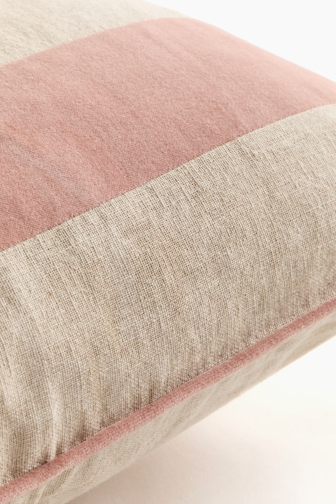 Linen-Blend Cushion Cover - Light pink/beige striped/Light green/beige striped - 3