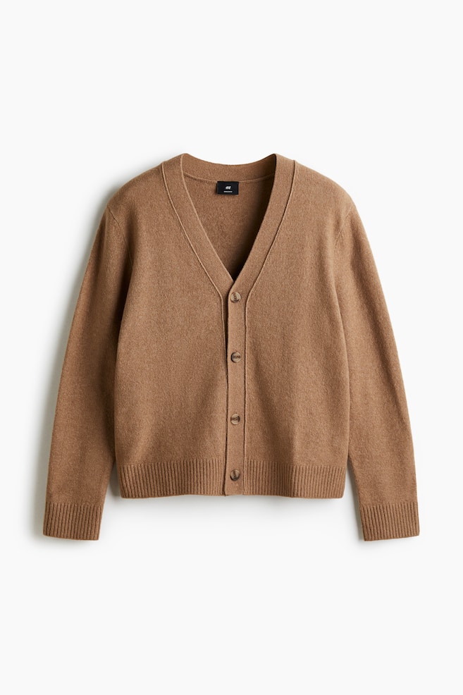 Regular Fit Brushed Cardigan - Beige/Black - 1