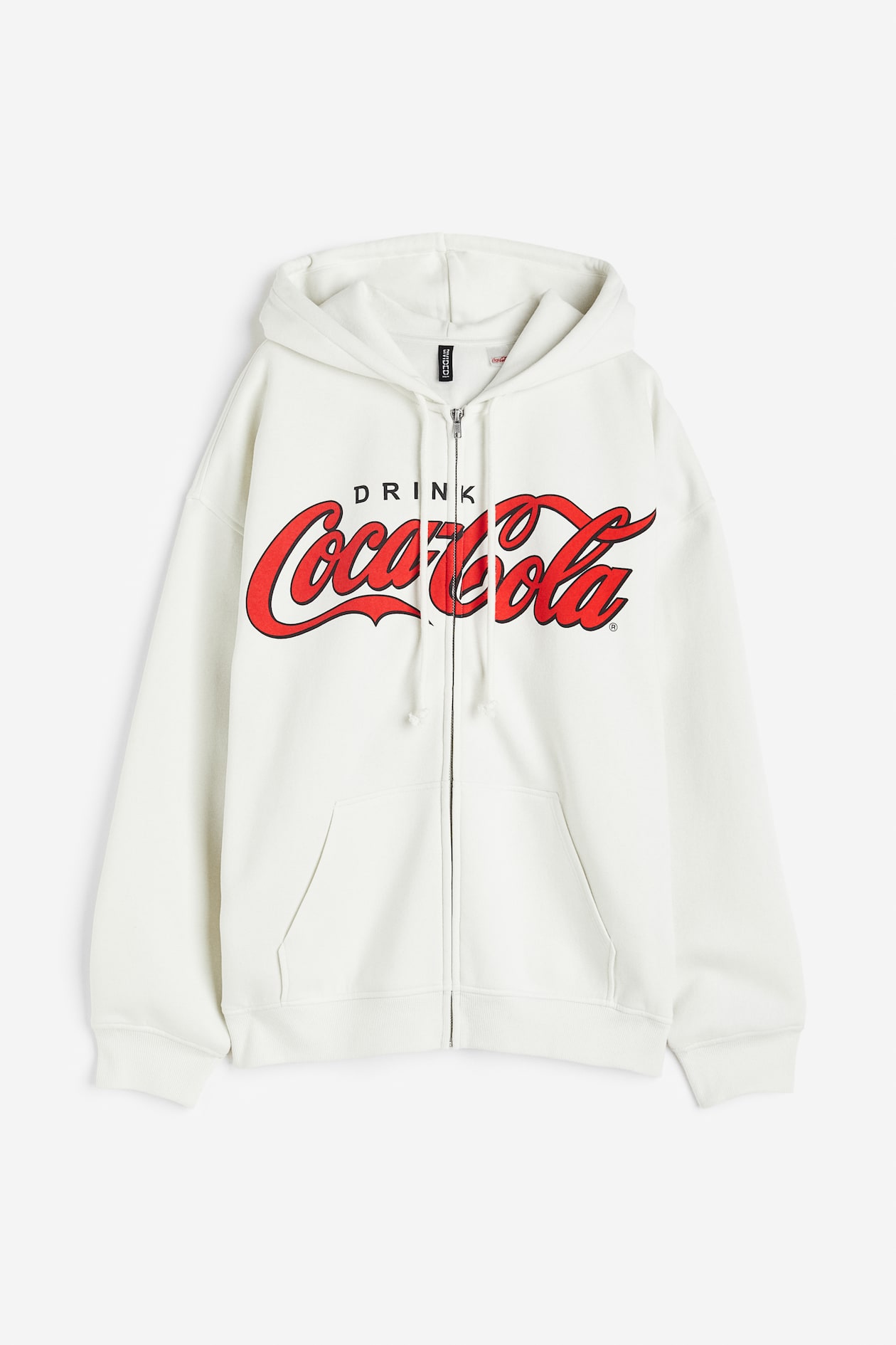 Printed zip-through hoodie White/Coca-Cola Ladies H&M MY