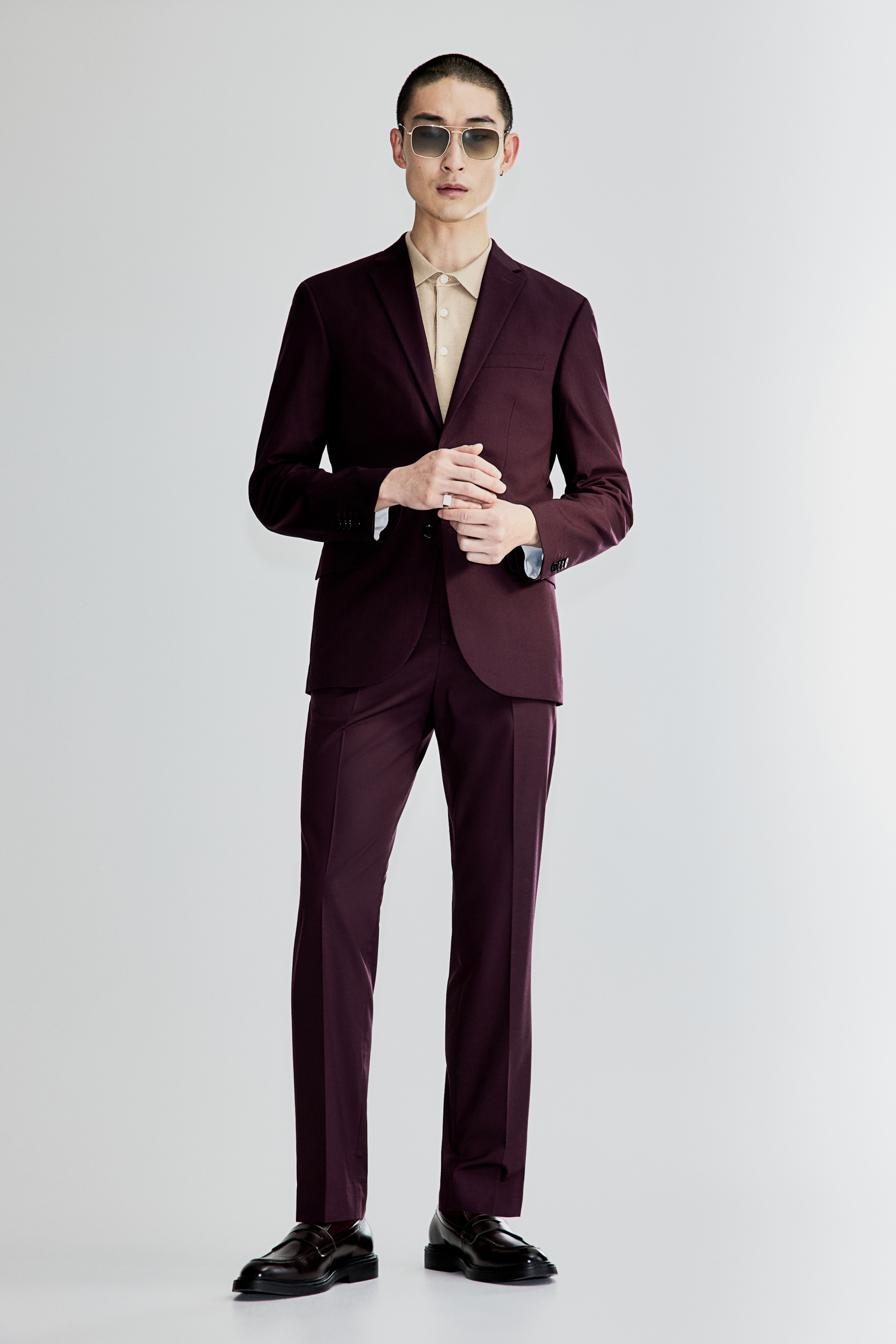 Lars Amadeus Men's Dress Chino Slim Fit Stretch Flat Front Solid Color  Business Pants Burgundy 30 : Target