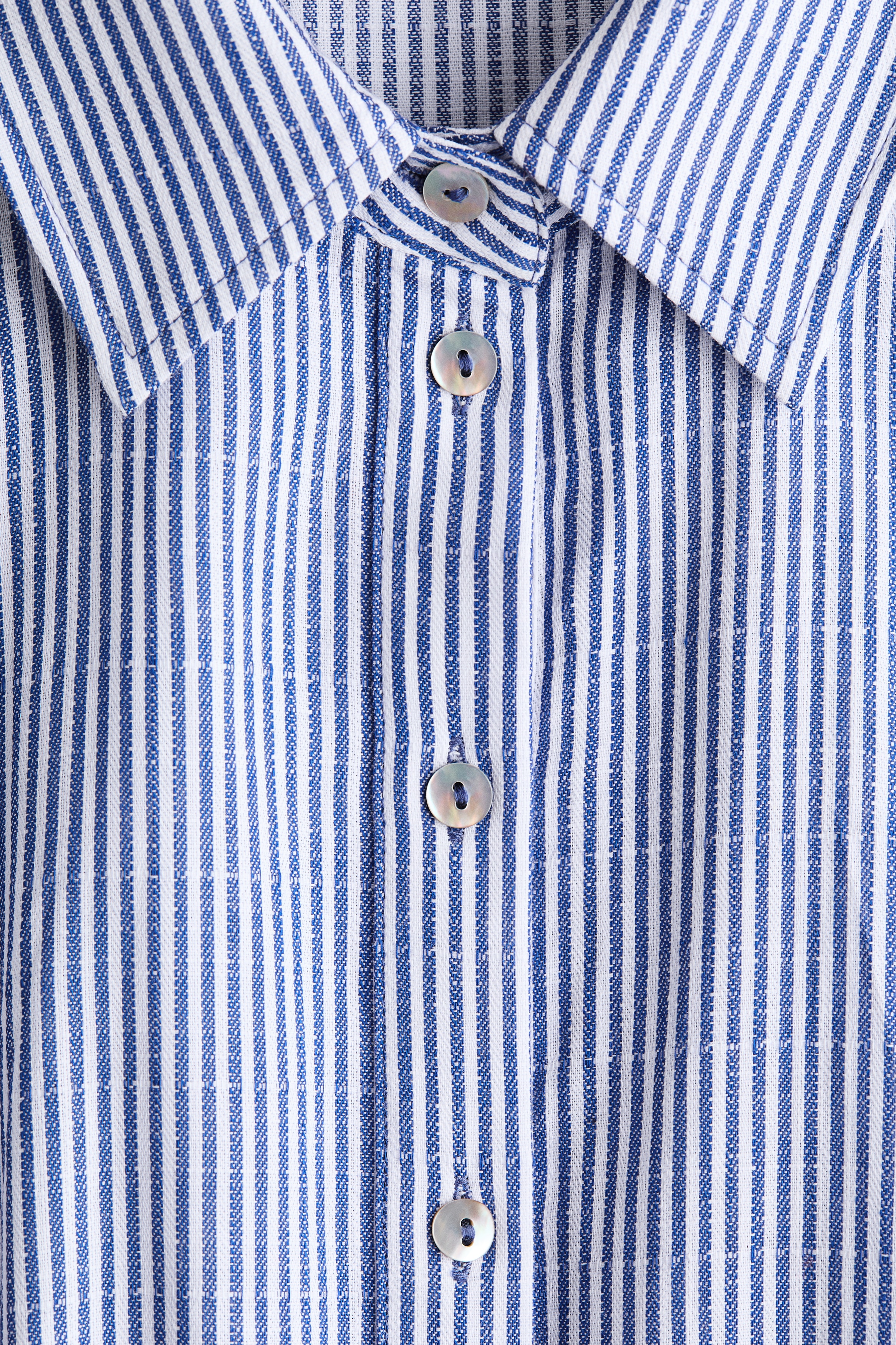 Ladies - Blue/Striped Tie-Belt Shirt Dress - Size: XL - H&M
