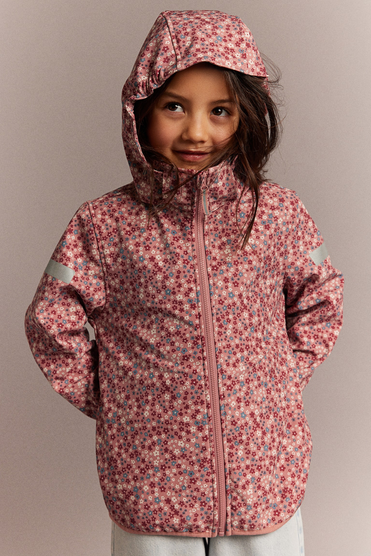 Water Resistant Softshell Jacket - Dark dusty pink/Floral/Dark blue/Dinosaurs/Light beige/Pattern - 7