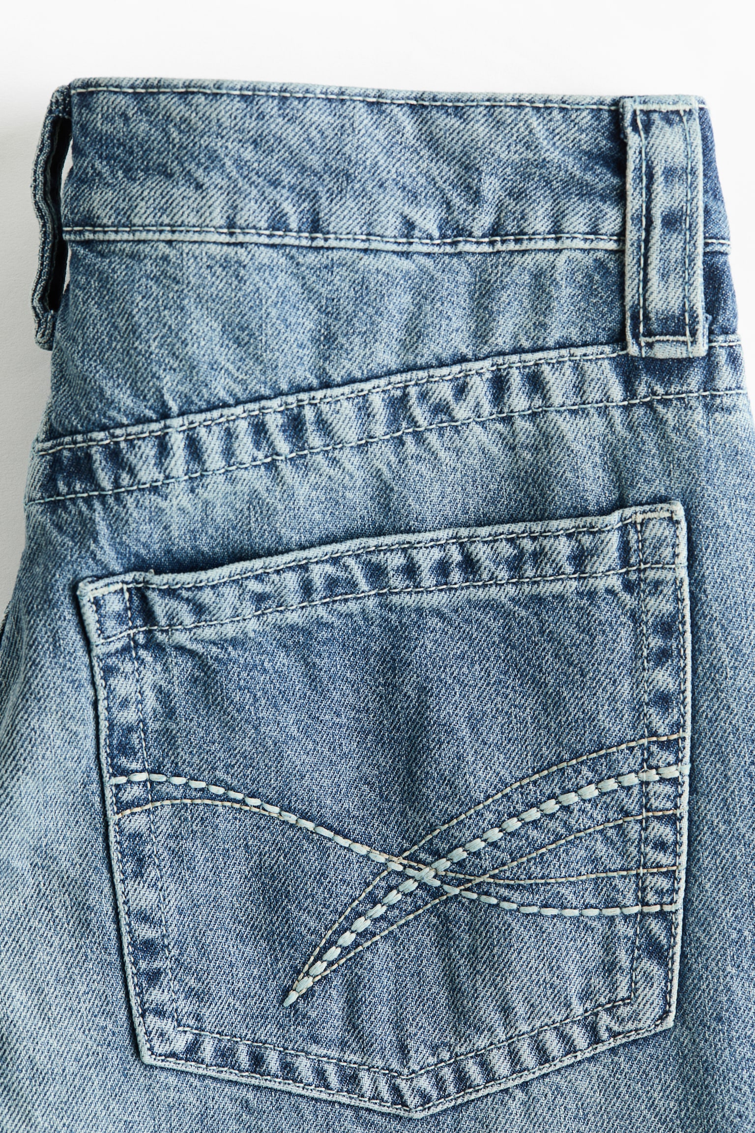 Baggy Wide Low Waist Jeans - Denimblå/Lys denimblå/Grå - 4
